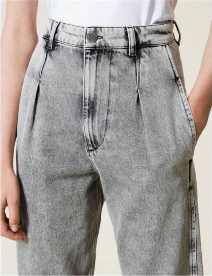 Twinset Hoge Taille Wortel Fit Denim Jeans Gray Dames