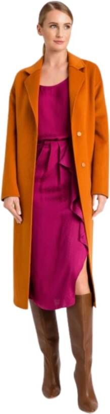 Twinset Lange wollen jas met riem Oranje Dames