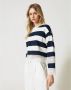 Twinset WIT EN Blauw Gestreept Sweatshirt Blue Dames - Thumbnail 4