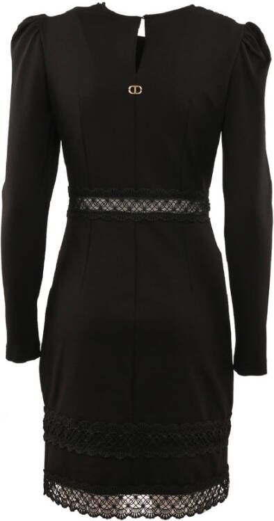 Twinset Mini Shift Jurk met Kantafwerking Black Dames - Foto 2