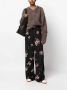 Twinset Florale broek met hoge taille en wijde pasvorm Black Dames - Thumbnail 7