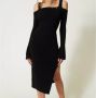 Twinset Zwarte aansluitende lange jurk met uitlopende mouwen Zwart Dames - Thumbnail 3