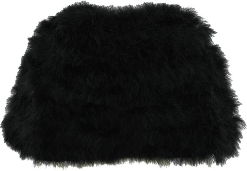Twinset Zwarte veren geborduurde crop jas Zwart Dames