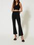 Twinset Zwarte Geribbelde Flare Broek met Gouden Logo Detail Black Dames - Thumbnail 7