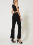 Twinset Zwarte Geribbelde Flare Broek met Gouden Logo Detail Black Dames - Thumbnail 8