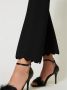 Twinset Zwarte Geribbelde Flare Broek met Gouden Logo Detail Black Dames - Thumbnail 9