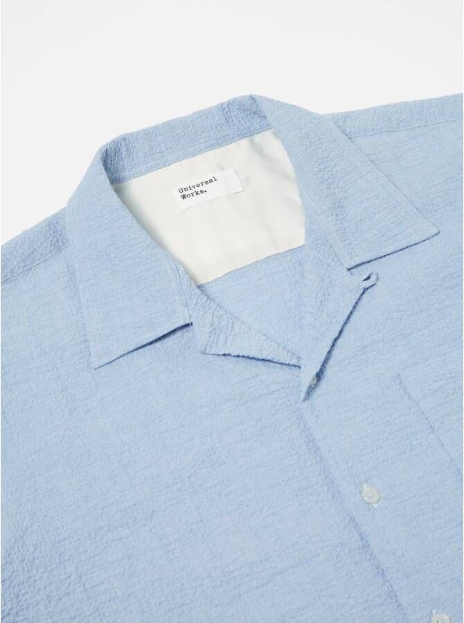 Universal Works Short Sleeve Shirts Blauw Heren