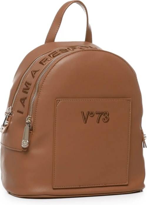 V73 Brandy Geborduurde Tas met Gouden Details Brown Dames