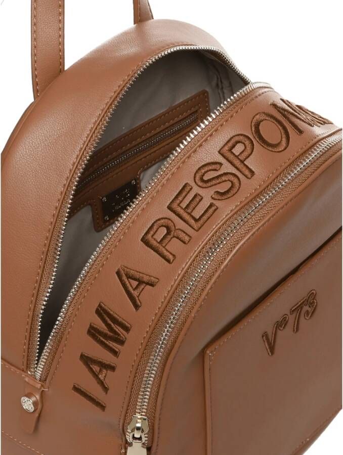 V73 Brandy Geborduurde Tas met Gouden Details Brown Dames