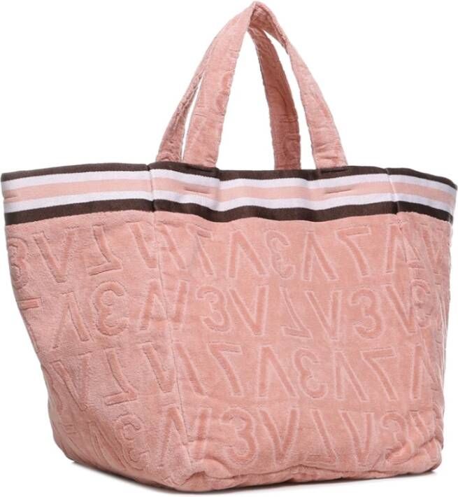 V73 Debossed Logo Print Tote Tas Roze Pink Dames