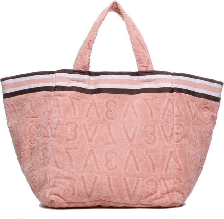 V73 Debossed Logo Print Tote Tas Roze Pink Dames