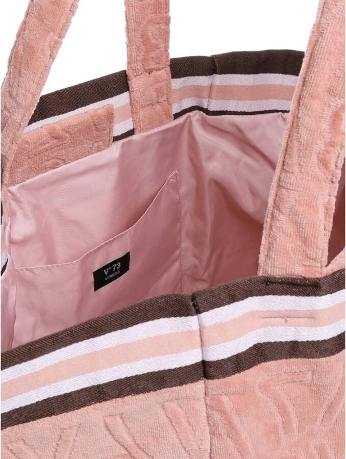 V73 Debossed Logo Print Tote Tas Roze Pink Dames