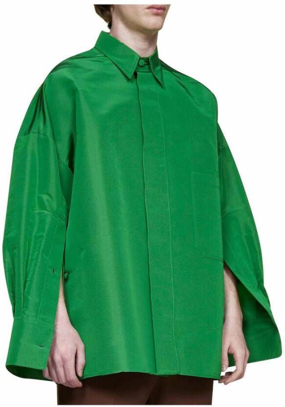 Valentino Silk Overhemd Groen Heren