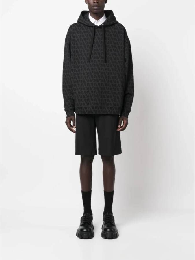 Valentino Garavani Zwarte Sweaters met All-Over Print Zwart Heren
