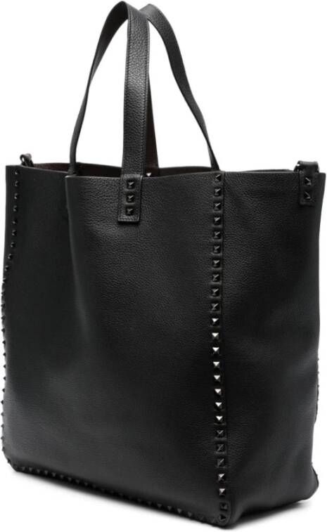 Valentino Garavani Rockstud Dubbele Leren Tote Tas Zwart Heren