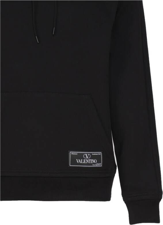 Valentino Garavani Zwarte Sweaters met Capuchon en Geribbelde Afwerkingen Zwart Heren
