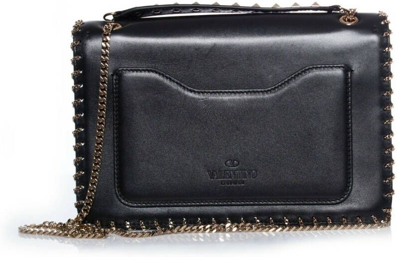 Valentino Vintage Pre-owned Demilune chain leather shoulderbag Zwart Dames