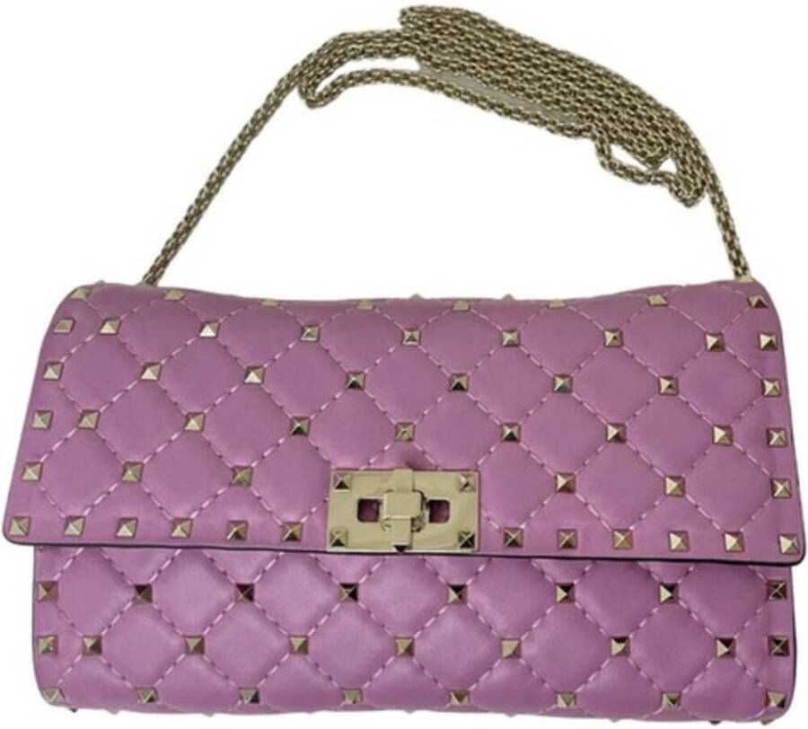 Valentino Vintage Pre-eigenaar rockstud spike kleine schoudertas Roze Dames