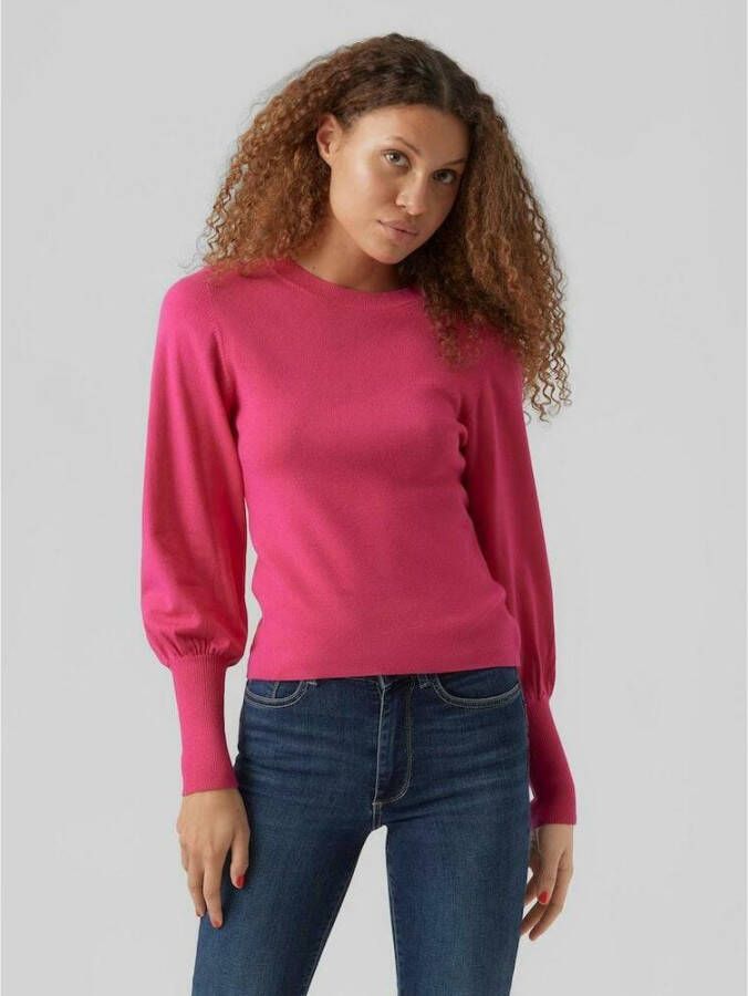Vero Moda Vmhollykarispuff LS O-Neck Pullov G Roze Dames