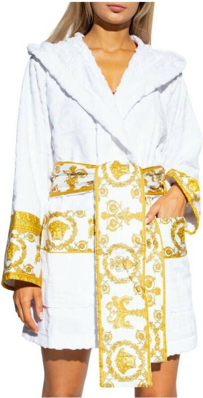 Versace Badjas met logo Wit Dames