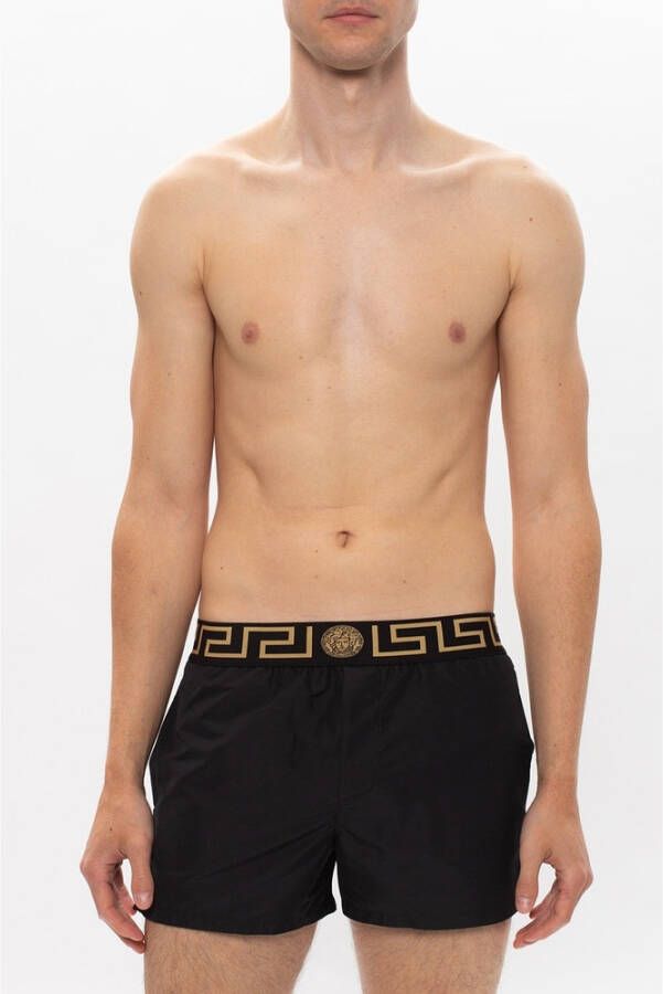 Versace Zwembroek met Greca tailleband Zwart - Foto 8