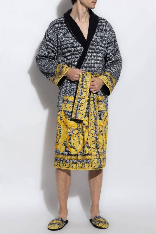 Versace Bedrukte katoenen badjas Meerkleurig Heren