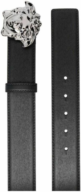 Versace Zwarte lederen riem Zwart Heren