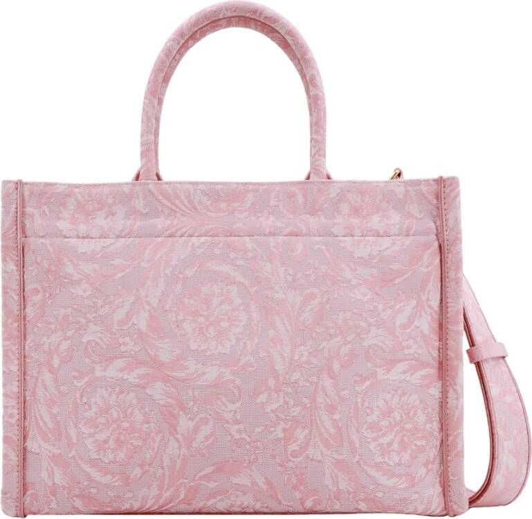 Versace Canvas Handtas met Vintage Logo en Barocco Motief Pink Dames