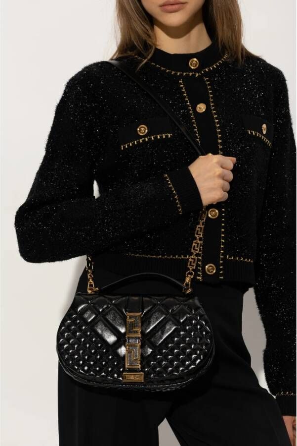 Versace Gewatteerde schoudertas 'Greca Goddess' Zwart Dames