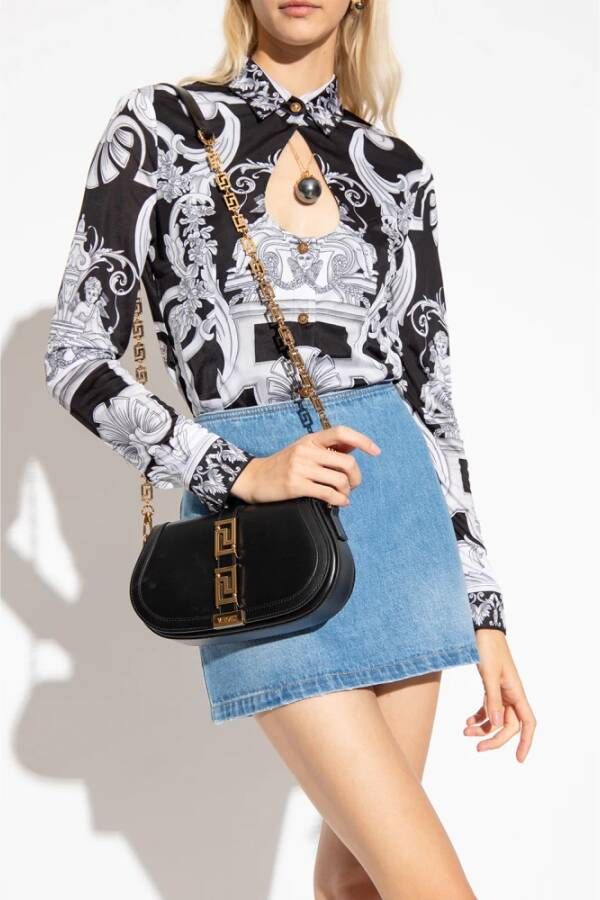 Versace Greca Goddess Medium schoudertas Zwart Dames