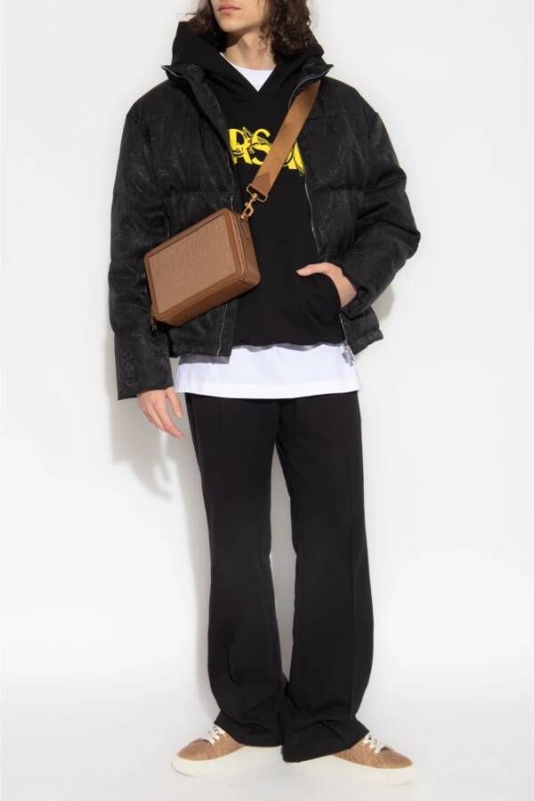 Versace Hoodie met logo Zwart Heren