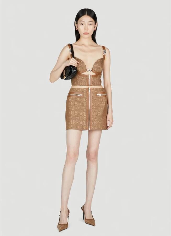 Versace Jacquard Mini Rok Bruin Dames