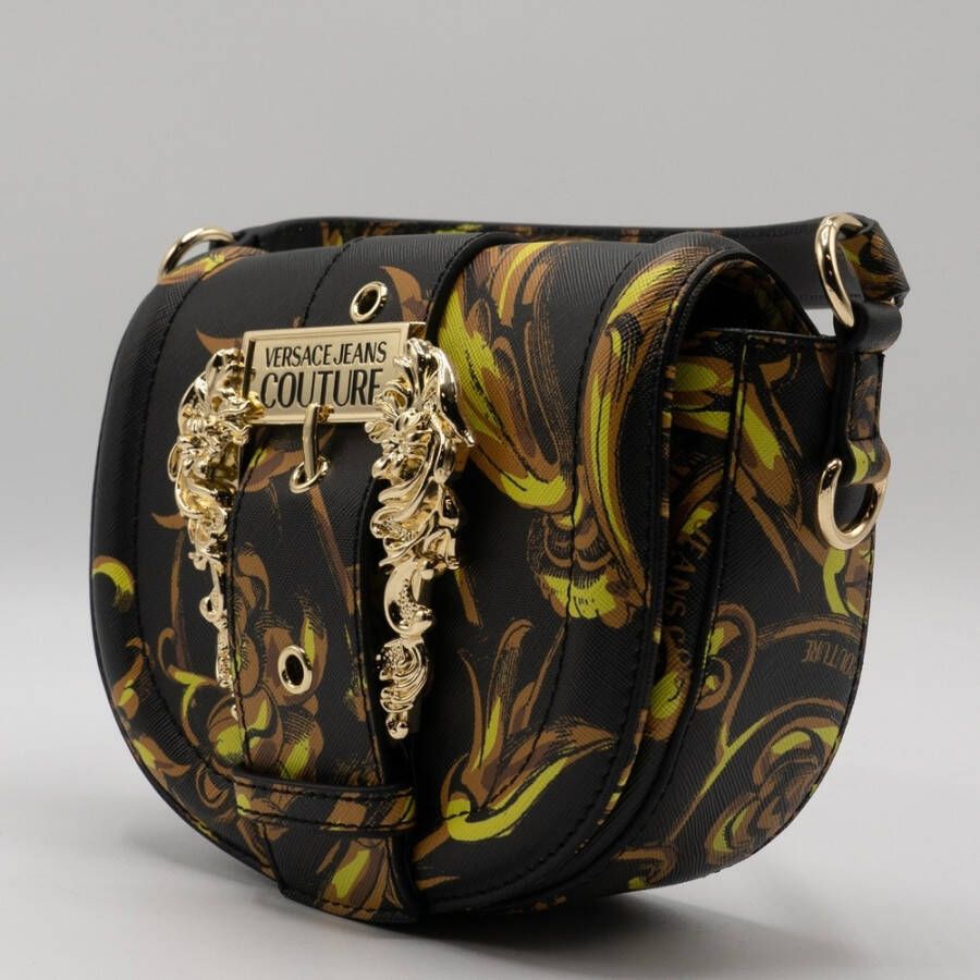 Versace Jeans Couture Baroque Saffiano Crossbody Bag Zwart Dames