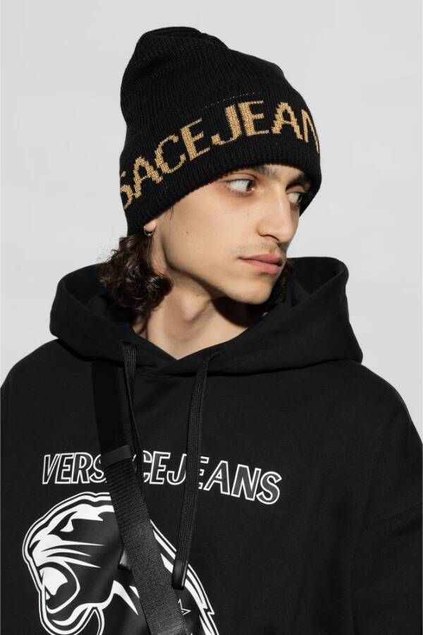 Versace Jeans Couture Beanie met logo Zwart Heren