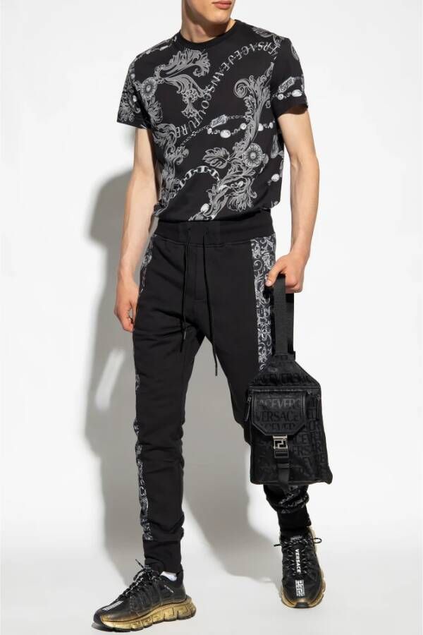 Versace Jeans Couture Bedrukt T-shirt Zwart Heren