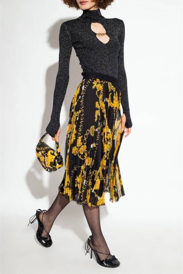 Versace Jeans Couture Bedrukte geplooide rok Black Dames