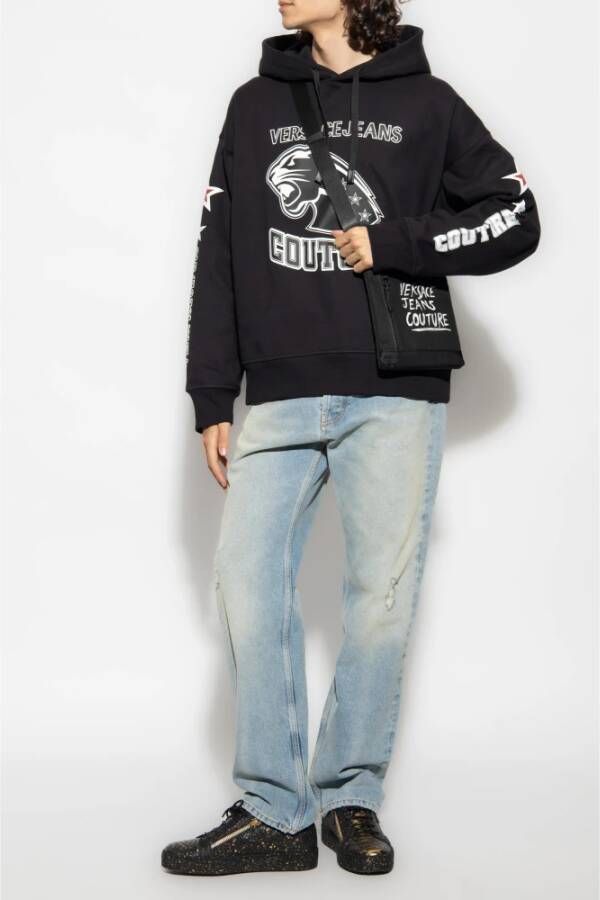 Versace Jeans Couture Bedrukte hoodie Zwart Heren