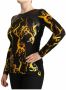 Versace Jeans Couture Viscose Long Sleeves Round Neck Top Blouse Zwart Dames - Thumbnail 4