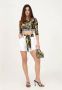 Versace Jeans Couture Hoge Taille Logo Print Denim Shorts met Strik 28 White Dames - Thumbnail 7