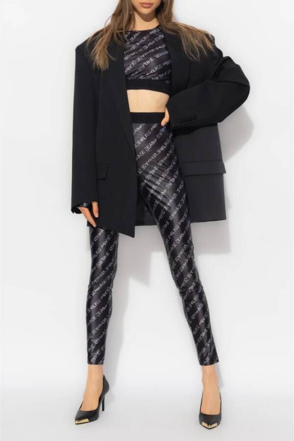 Versace Jeans Couture Crop top met monogram Zwart Dames