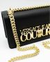 Versace Jeans Couture Zwarte geëmbosseerde schoudertas met gouden details Black Dames - Thumbnail 9