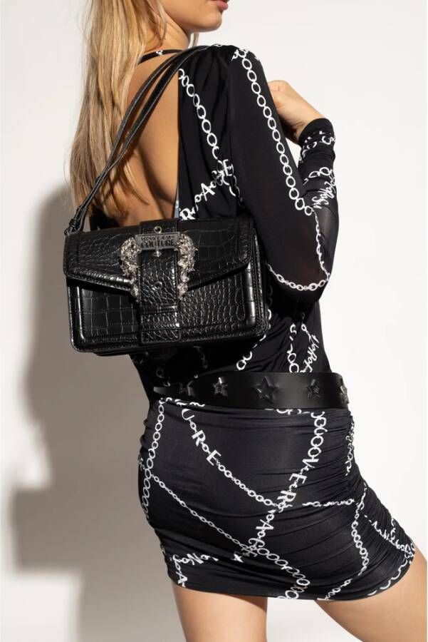 Versace Jeans Couture Schoudertas met logo Zwart Dames