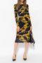 Versace Jeans Couture Stretch Viscose Midi Jurk met All-Over Logo Print Black Dames - Thumbnail 12