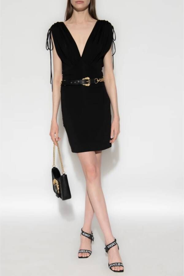 Versace Jeans Couture V-hals jurk Zwart Dames