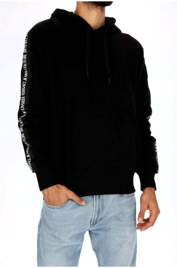 Versace Jeans Couture Felpa con cappuccio e bande lograte uomo 73Gai3H4-F0002 Nero Zwart Heren