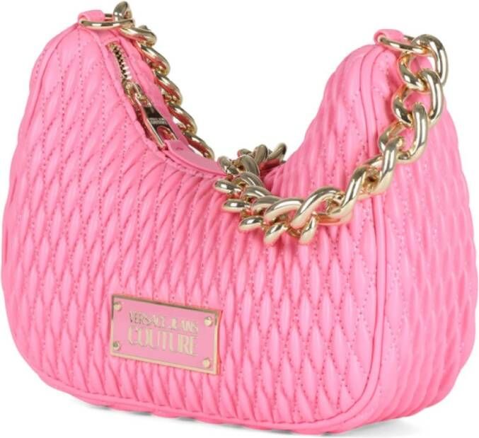 Versace Jeans Couture Gewatteerde handtas met voorlogo-plaat Pink Dames