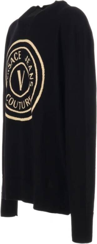 Versace Jeans Couture Heren Trui van Wol met Gouden Logo Zwart Heren