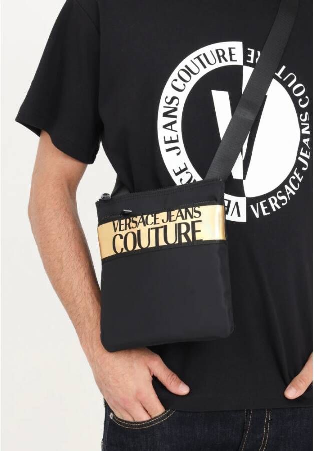 Versace Jeans Couture Schoudertas Met Logo-Print En Rits Black Heren