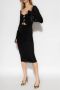 Versace Jeans Couture Lange Zwarte Jurk met Plooien en Veters Black Dames - Thumbnail 2