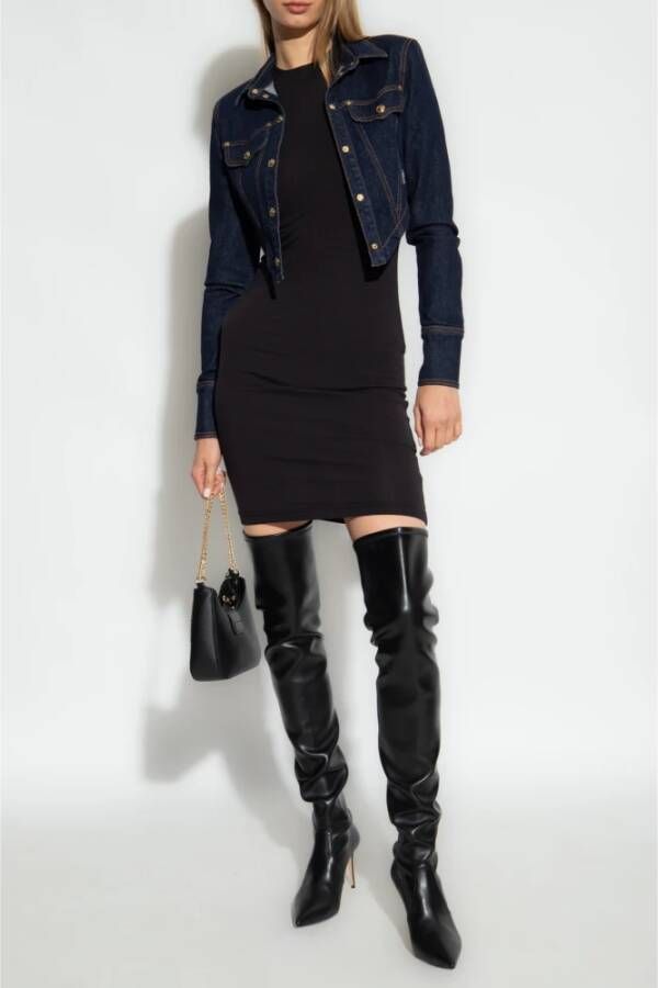 Versace Jeans Couture Jurk met logo Zwart Dames